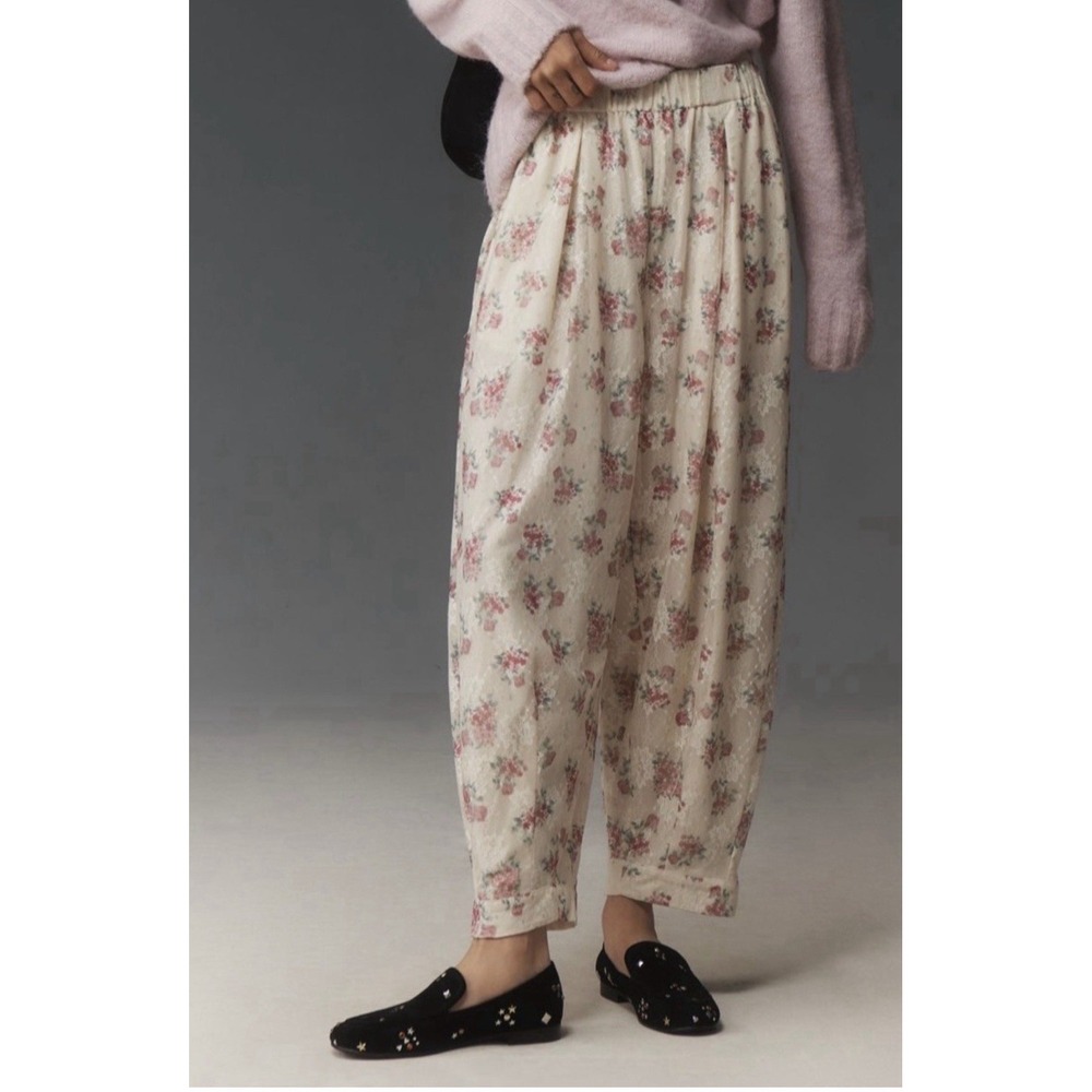 Maeve Wide Leg Balloon Pants Lace Overlay Garden Floral Fairy Grunge Pockets XS